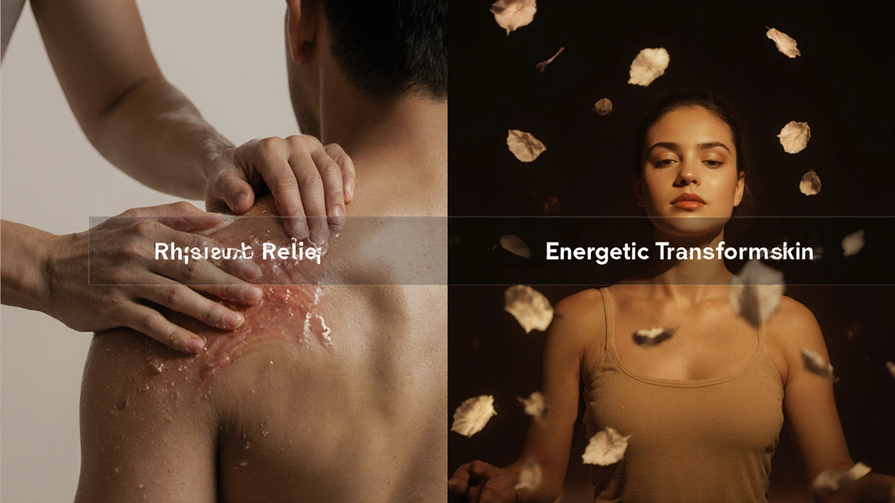 Kontrast mezi fyzickým uvolněním thajské masáže a emocionálním propojením tantrické masáže.