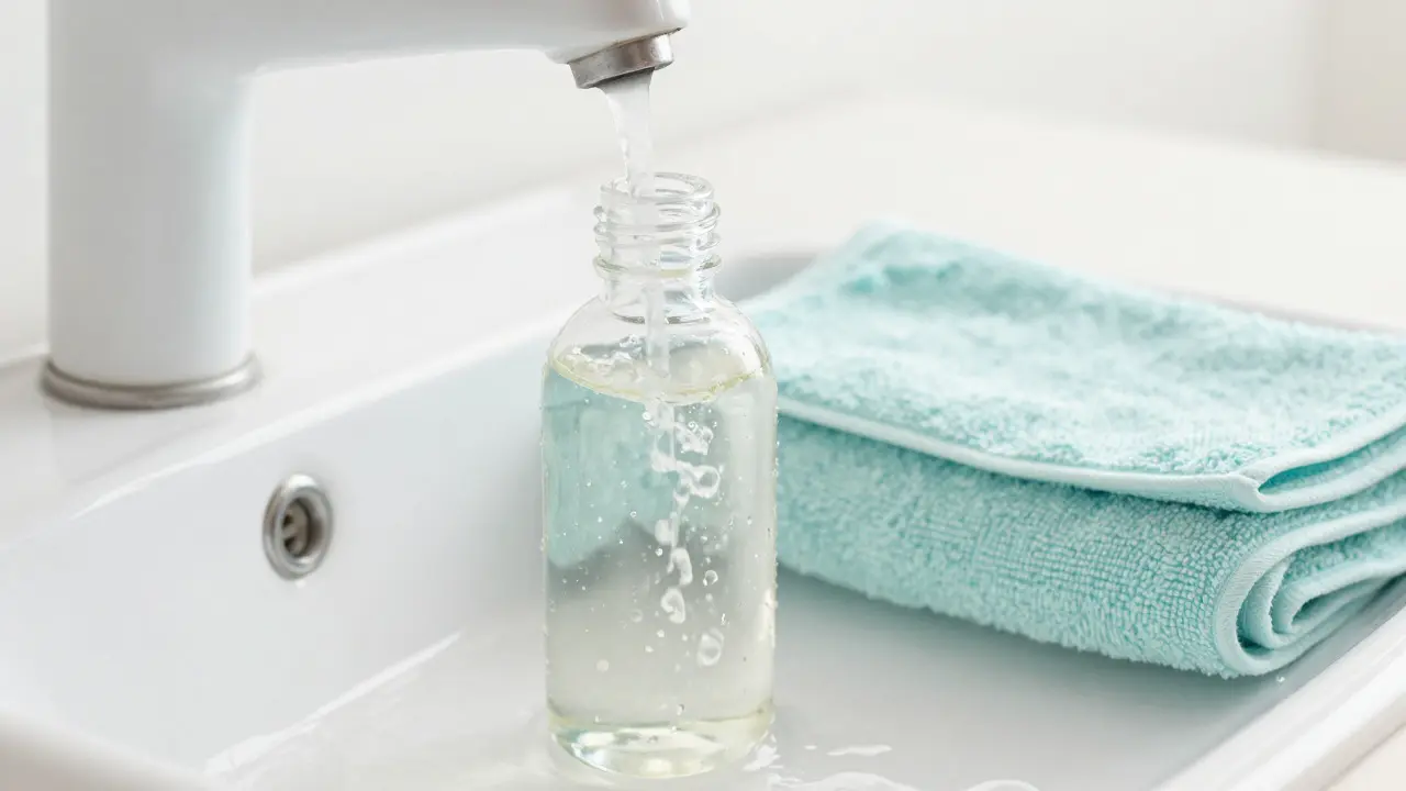 Čištění nádoby ohřívače pod proudem vody pro udržení hygieny
